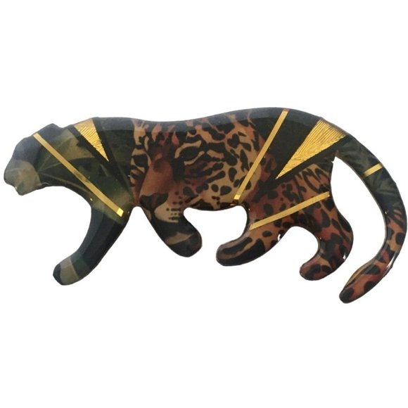 Metallic Art Graphics Jewelry - Metallic Art Graphics John Crutchfield 2000 Leopard Brooch Pin Jewelry Animals